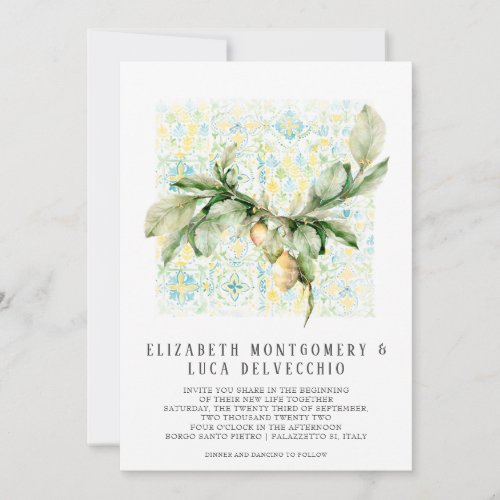 Italian Lemon Grove  Boho Botanical Invitation