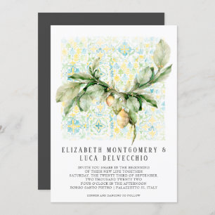 Italian Lemon Grove Boho Botanical Wedding Invitation