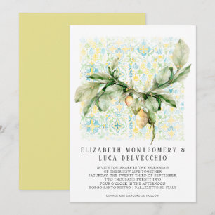 Italian Lemon Grove Boho Botanical Wedding Invitation