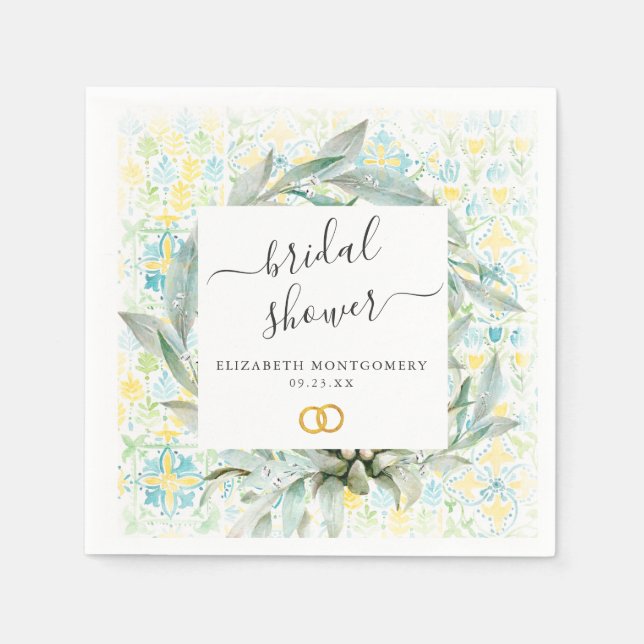 Italian Lemon Grove Bridal Shower Personalized Napkins (Front)