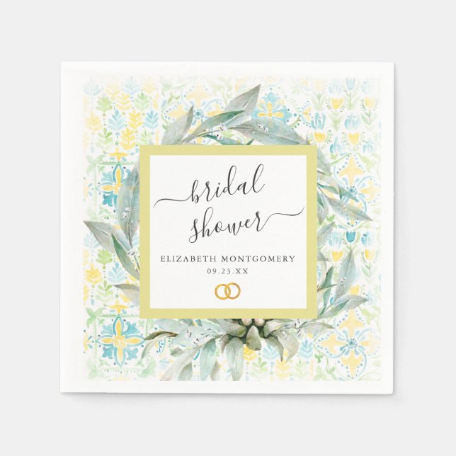 Italian Lemon Grove Bridal Shower Personalized Napkins (Front)