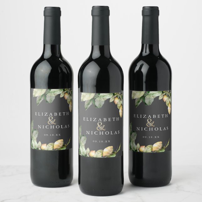 Italian Lemon Grove Personalized Wedding Wine Label (Bottles)