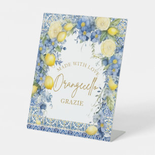 Italian Lemon Italy Bridal Shower Orangecello Pedestal Sign