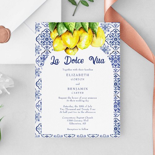 Italian Lemon La Dolce Vita Wedding Mediterranean Invitation