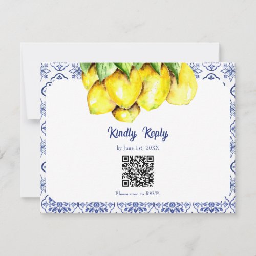 Italian Lemon La Dolce Vita Wedding RSVP QR Online Card