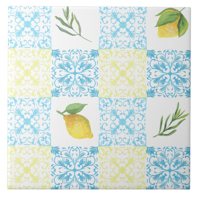 Italian Lemon Mediterranean Pattern Ceramic Tile (Front)