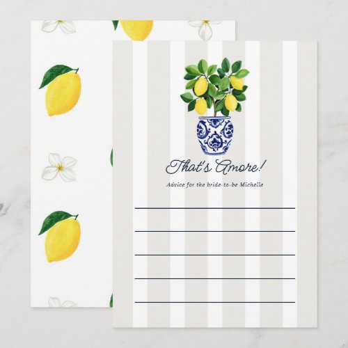 Italian Lemon Mediterranean That’s Amore Bridal Advice Card