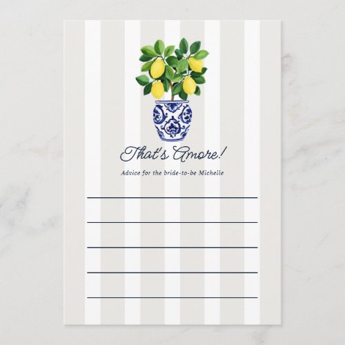 Italian Lemon Mediterranean That’s Amore Bridal Advice Card