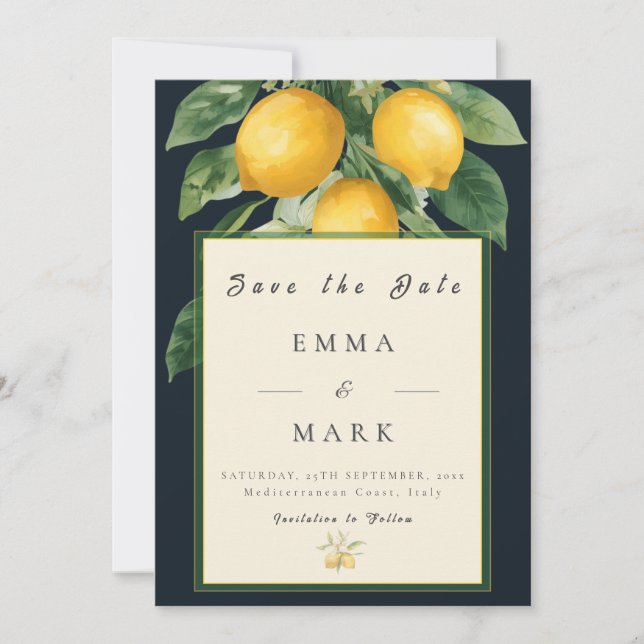 Italian Lemon Save the Date Wedding Invitation (Front)