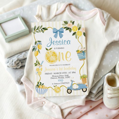 Italian Lemon Scooter 1st Birthday Invite