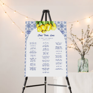 Italian Lemon Seating Chart Mediterranean Blue Foam Board