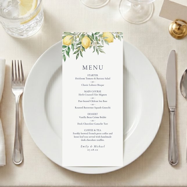 Italian Lemon Summer Wedding Menu Flat (Creator Uploaded)