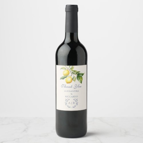 Italian Lemon thank you Wine Label