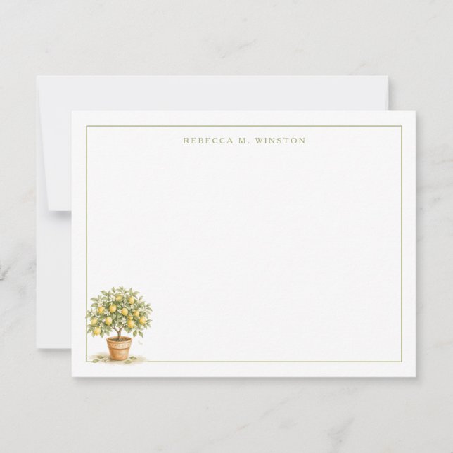 Italian Lemon Tree Personalized Stationery Note Card (Front)