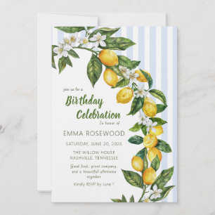Italian Lemon Watercolor Birthday Celebration Invitation