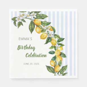 Italian Lemon Watercolor Birthday Celebration Napkins