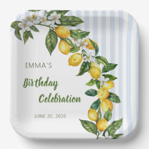 Italian Lemon Watercolor Birthday Celebration Paper Plates