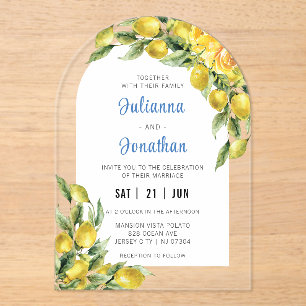 Italian Lemon Wedding Acrylic Invitation