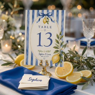 Italian Lemon Wedding Table Number