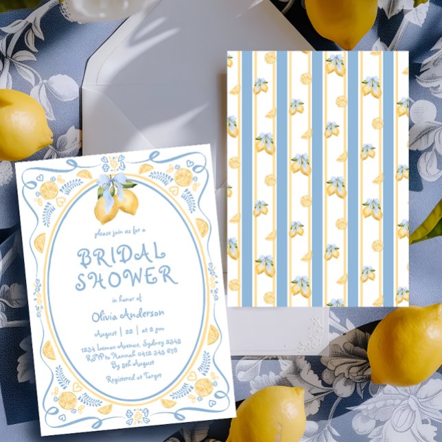 Italian Lemon Whimsical Bridal Shower Invitation (Creator Uploaded)