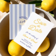 Italian Lemon Yellow & Blue Striped 