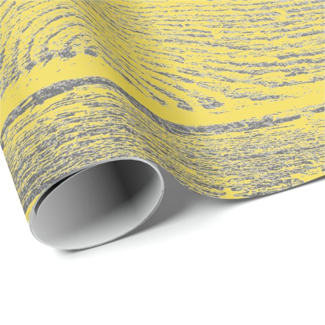 Italian Lemonade Yellow Gray Silver Wood Shabby Wrapping Paper (Roll Corner)