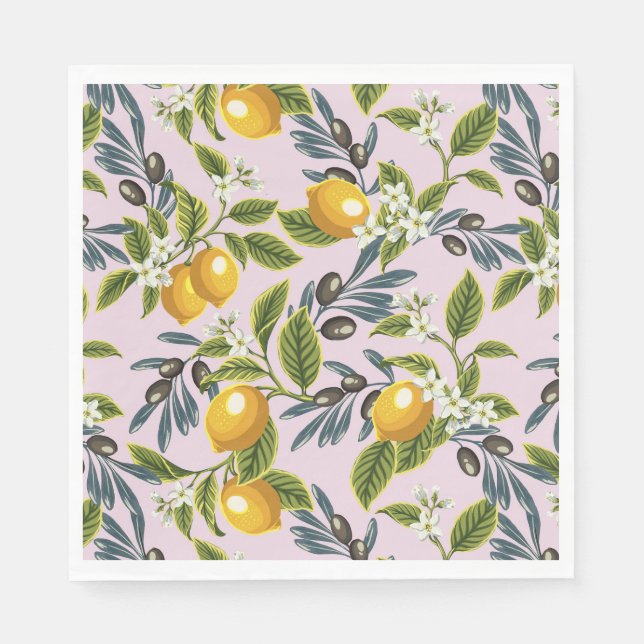 Italian Lemons And Olives Napkins (Front)