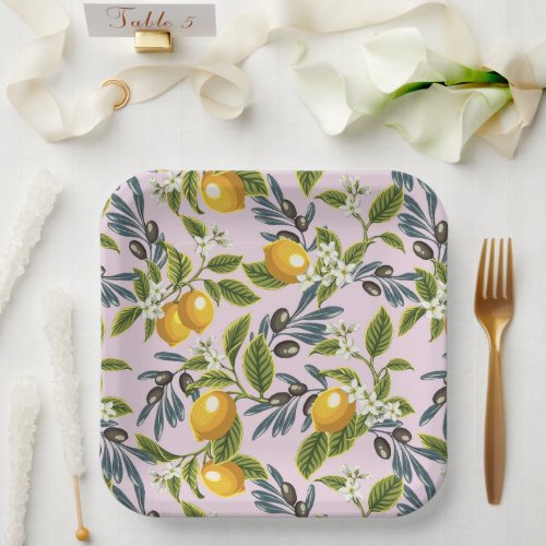 Italian Lemons And Olives Paper Plates