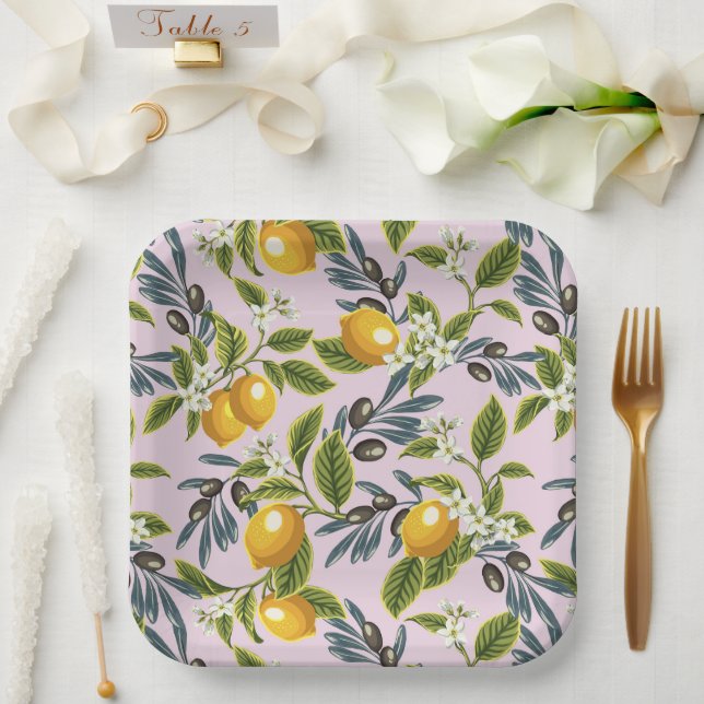 Italian Lemons And Olives Paper Plates (Wedding)
