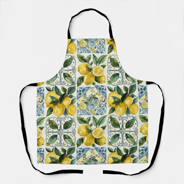 Italian Lemons and Tiles La Dolce Vita Pattern Apron (Front)