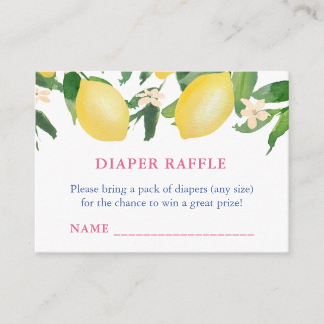 Italian Lemons Baby Shower Diaper Raffle Ticket Enclosure Card (Front)