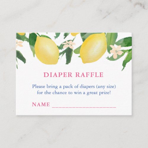 Italian Lemons Baby Shower Diaper Raffle Ticket Enclosure Card