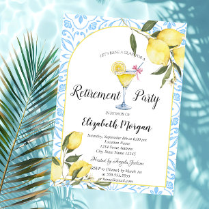 Italian Lemons Blue Cocktail Retirement Invitation