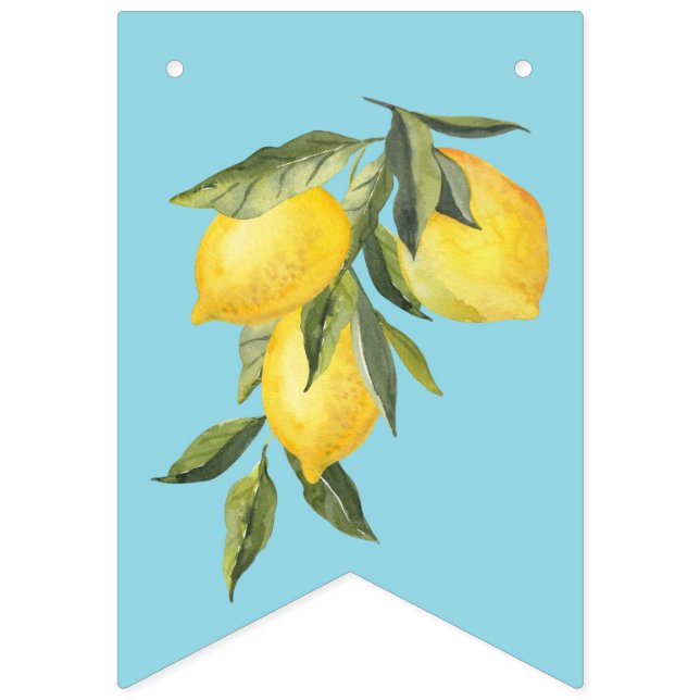 Italian Lemons Blue La Dolce Bride Bridal Shower Bunting Flags (First Flag)