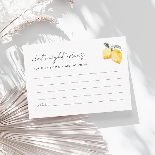 Italian lemons Date Night Ideas Bridal Shower Enclosure Card