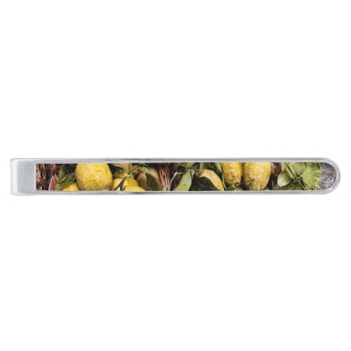 Italian Lemons in a Basket Silver Finish Tie Bar
