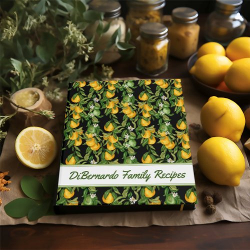 Italian Lemons Personalized Family Recipes 3 Ring Binder