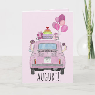 Italian  lesbian couple Wedding Day Fiat 500 Card