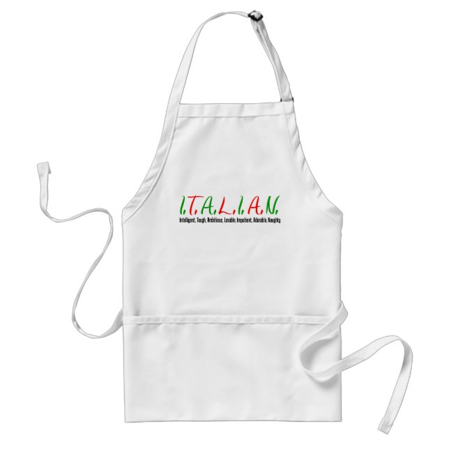 Italian Letters Woman Qualities Adult Apron (Front)