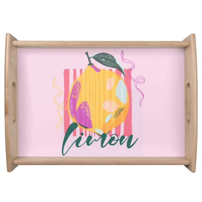 Italian Limon Lemon Pink Serving Tray (Front)
