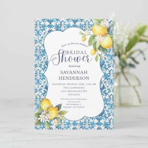 Italian Limoncello Amalfi Summer Bridal Shower Invitation