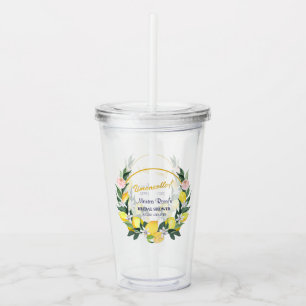 Italian Limoncello Yellow Blue Bridal Shower Gift Acrylic Tumbler