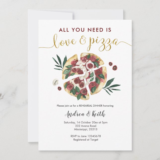 Italian Love and Pizza Rehearsal Dinner Invitation (Front)