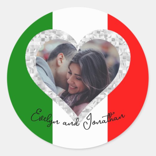 Italian Love Flag of Italy Heart Classic Round Sticker