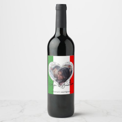 Italian Love Flag of Italy Heart Wine Label