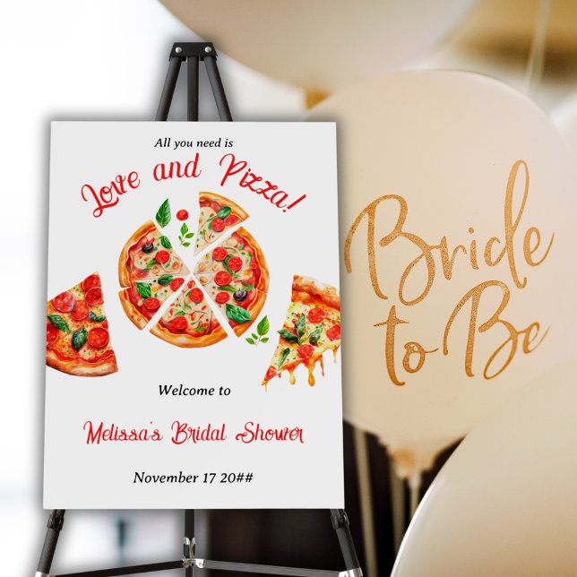 Italian Love & Pizza Party Slice Bridal Shower Foam Board (Creator Uploaded)