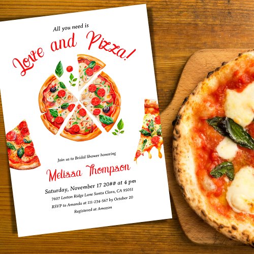 Italian Love  Pizza Party Slice Bridal Shower Invitation