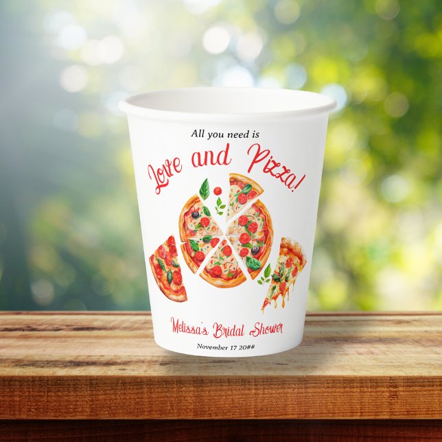 Italian Love & Pizza Party Slice Bridal Shower Paper Cups (Creator Uploaded)