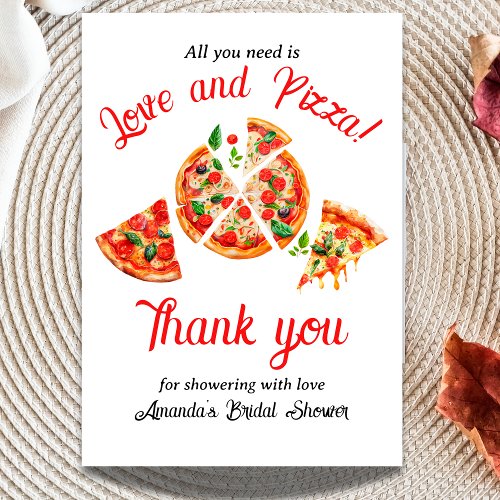 Italian Love  Pizza Party Slice Bridal Shower Thank You Card