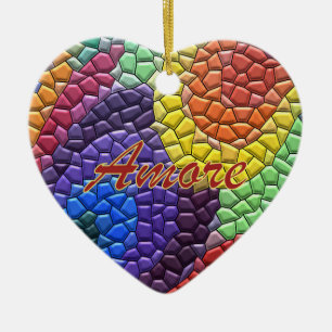 Italian Love Rainbow Mosaic Heart Ornament